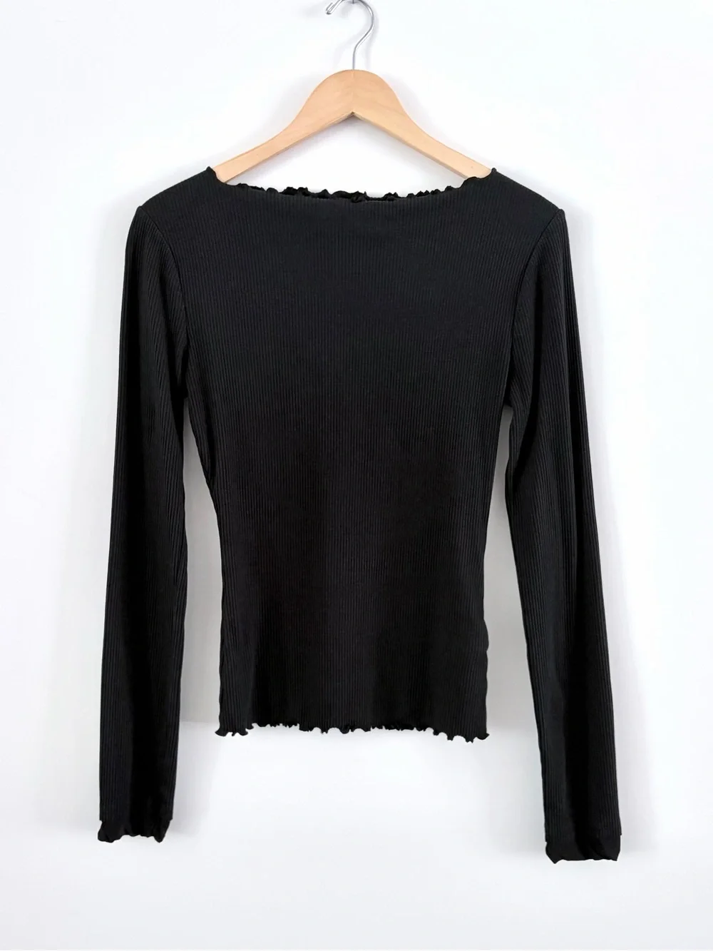 J.Crew Black Long Sleeve Ribbed Top